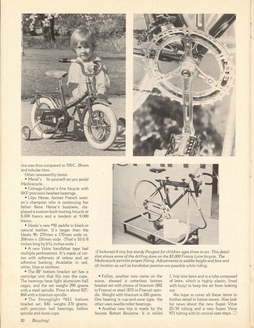 <------ Bicycling Magazine 01-1978 ------> 1977 Paris Salon de Bicyclette