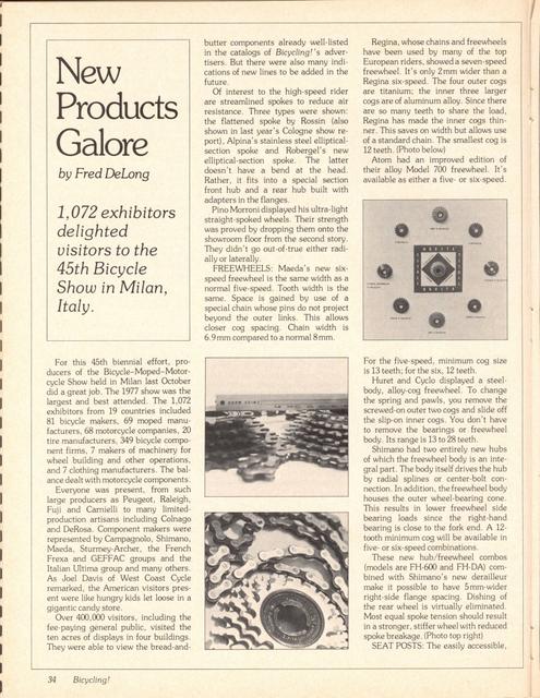 <------ Bicycling Magazine 02-1978 ------> 1977 Milan Bicycle Show