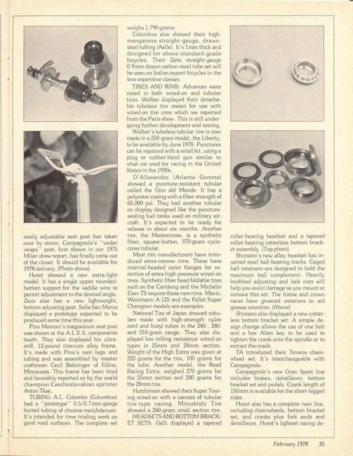 <------ Bicycling Magazine 02-1978 ------> 1977 Milan Bicycle Show