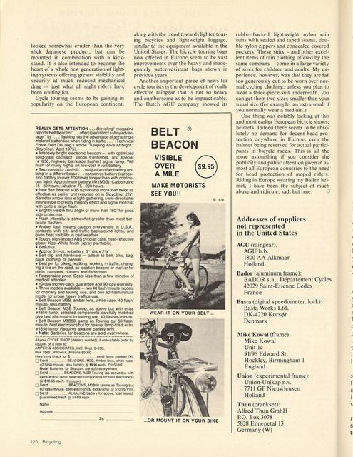 <------ Bicycling Magazine 06-1980 ------> 1980 Amsterdam Bicycle Show