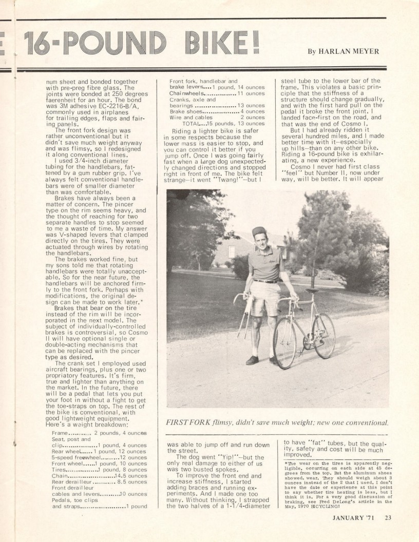<------ Bicycling Magazine 01-1971 ------> Hi-E Cosmopolitan