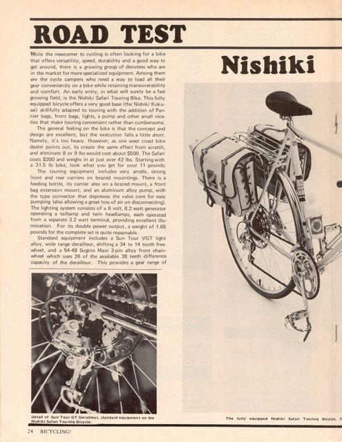 <------ Bicycling Magazine 05-1972 ------> Nishiki Safari