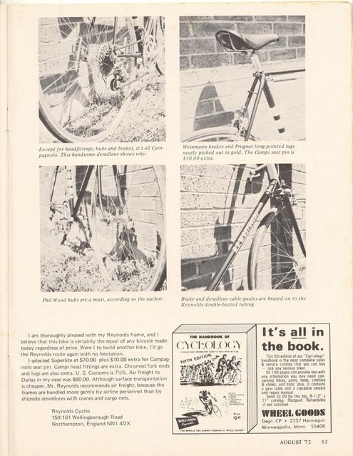 <------ Bicycling Magazine 08-1972 ------> R.E.W. Reynolds