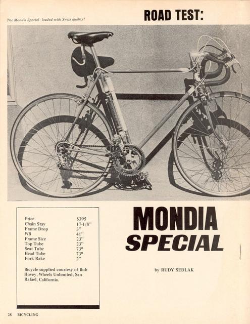 <------ Bicycling Magazine 12-1972 ------> Mondia Special