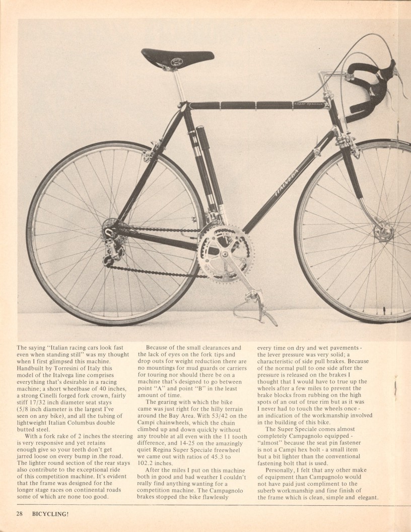 <------ Bicycling Magazine 03-1973 ------> Italvega Super Speciale