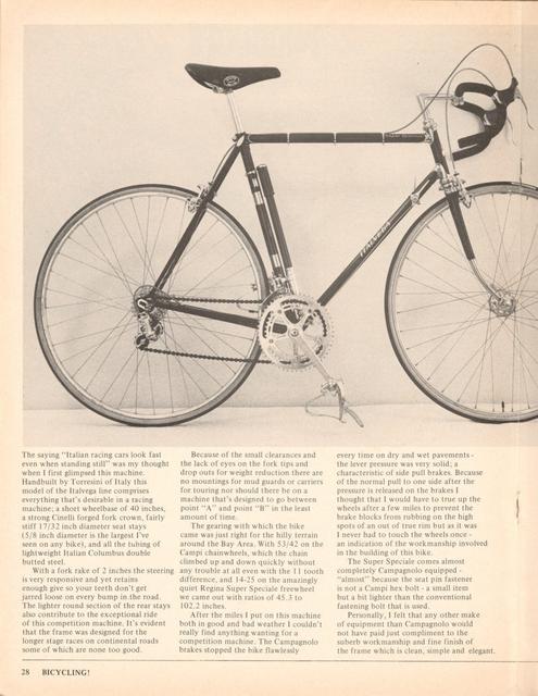 <------ Bicycling Magazine 03-1973 ------> Italvega Super Speciale