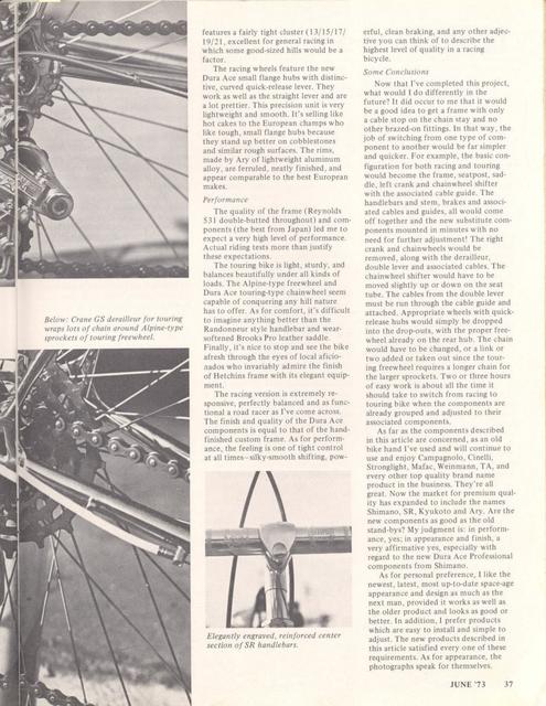 <------ Bicycling Magazine 06-1973 ------> Hetchins Racing / Touring
