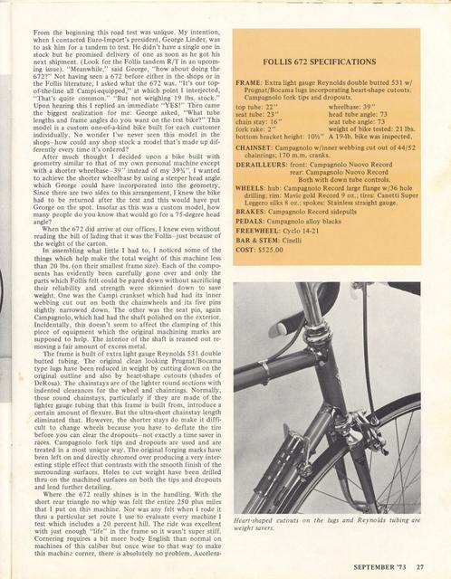 <------ Bicycling Magazine 09-1973 ------> Follis 672