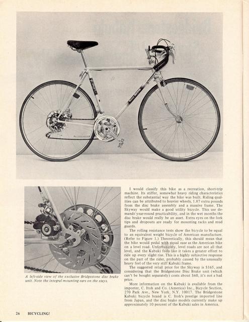 <------ Bicycling Magazine 08-1974 ------> Bridgestone Kabuki Skyway