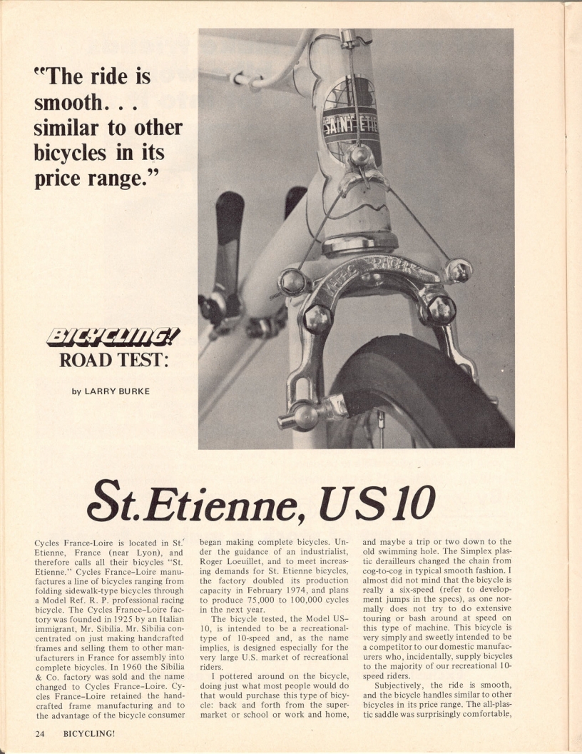 <------ Bicycling Magazine 12-1974 ------> St. Etienne US-10