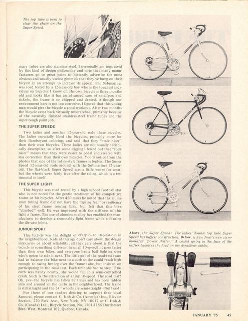 <------ Bicycling Magazine 01-1975 ------> Bridgestone