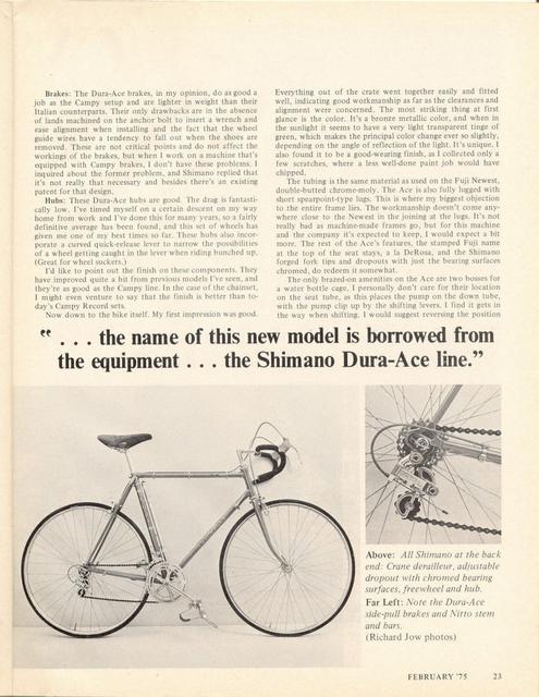 <------ Bicycling Magazine 02-1975 ------> Fuji Ace