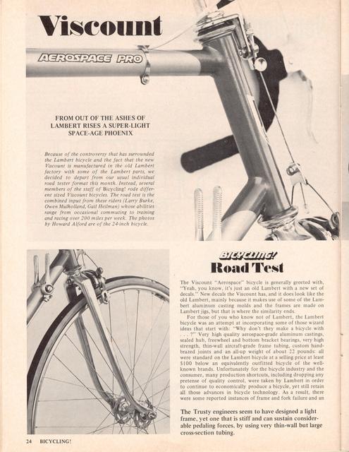 <------ Bicycling Magazine 03-1975 ------> Viscount Aerospace Pro