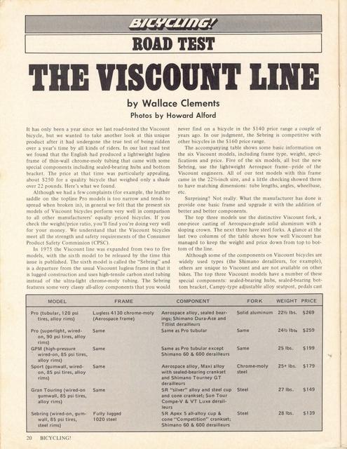 <------ Bicycling Magazine 03-1976 ------> Viscount product line