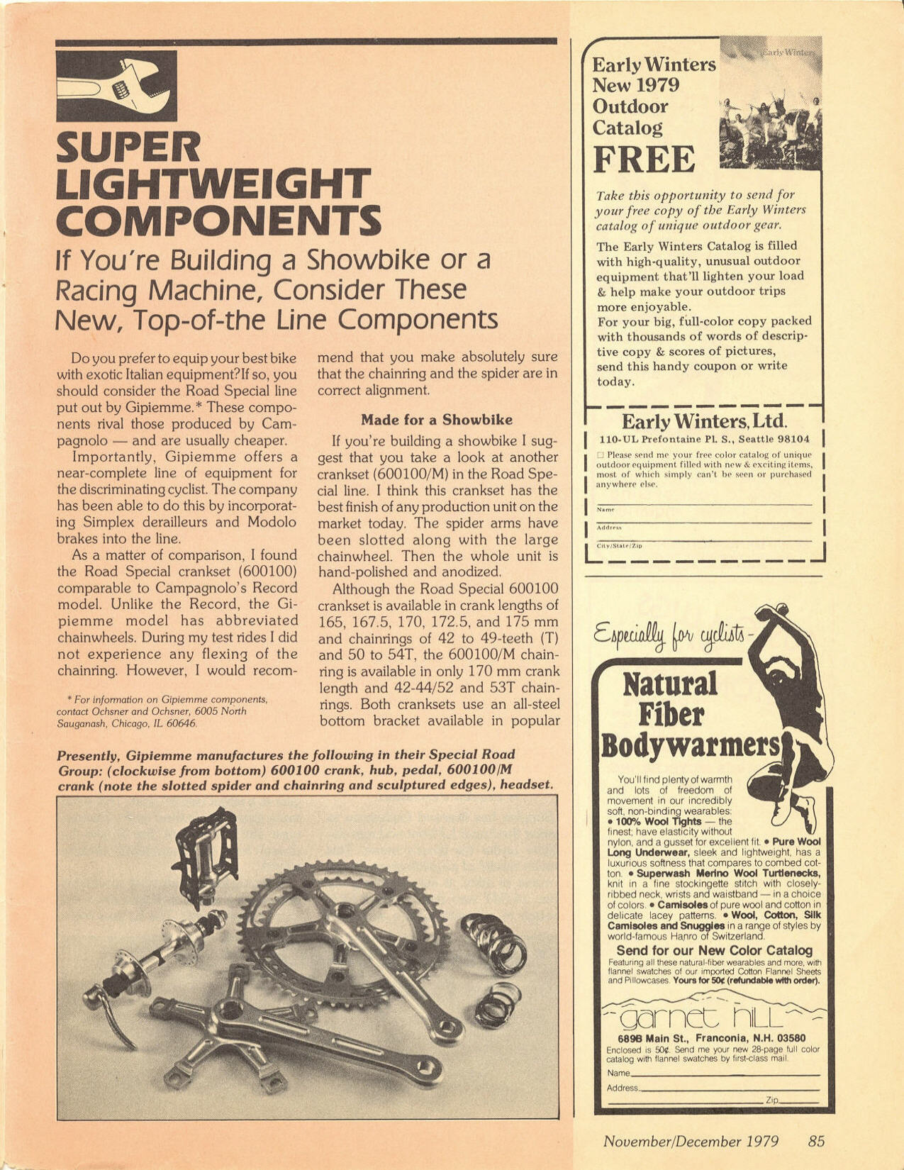 <------ Bicycling Magazine 11-1979 ------> Super Lightweight Components - Gipiemme