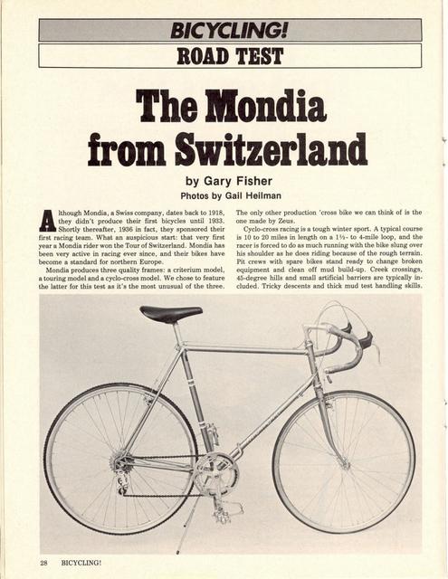 <------ Bicycling Magazine 01-1977 ------> Mondia Special / Criterium / Cyclo-Cross