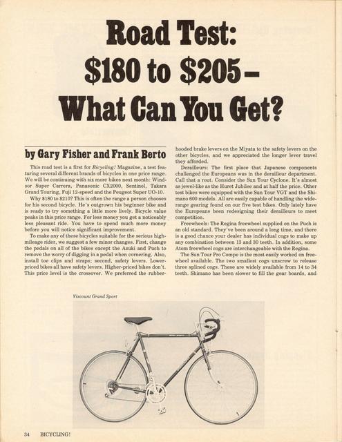 <------ Bicycling Magazine 04-1977 ------> Bicycles from $180 to $205 - Part 1