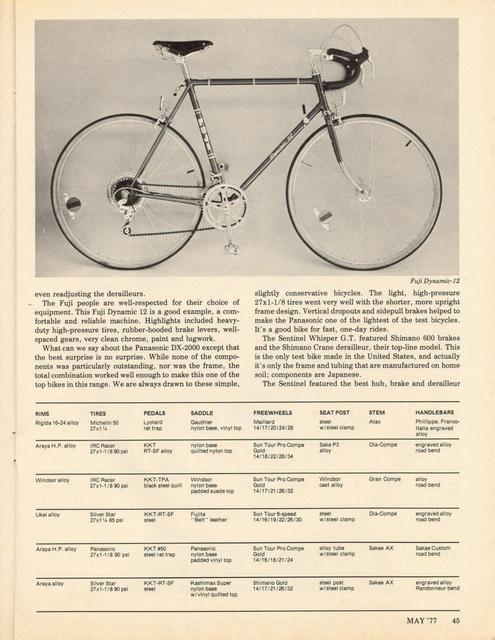 <------ Bicycling Magazine 05-1977 ------> Bicycles from $180 to $205 - Part 2