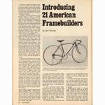 <------ Bicycling Magazine 05-1977 ------> 21 American Frame Builders