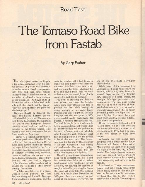 <------ Bicycling Magazine 06-1977 ------> Fastab Tomaso