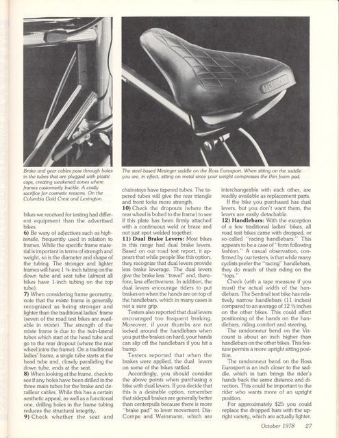 <------ Bicycling Magazine 10-1978 ------> Consumer’s Guide To $100 to $150 Bikes