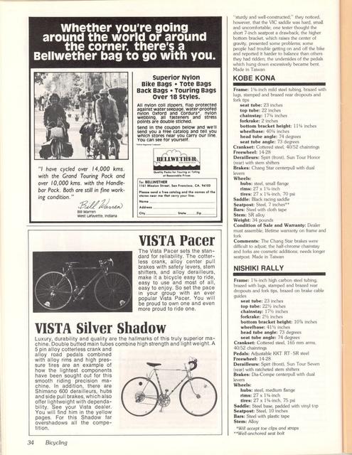 <------ Bicycling Magazine 10-1978 ------> Consumer’s Guide To $100 to $150 Bikes