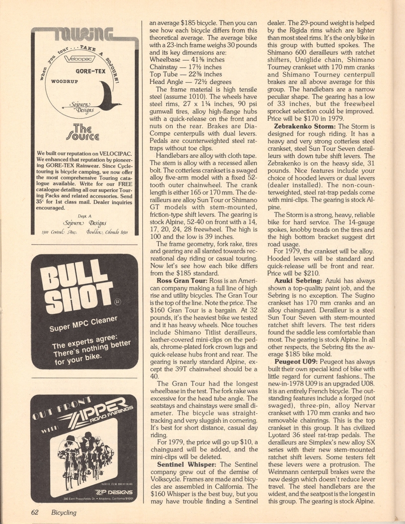 <------ Bicycling Magazine 03-1979 ------> Twelve Derailleur Bikes In The $200 Range