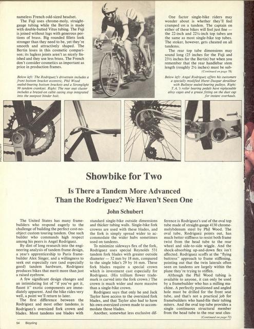 <------ Bicycling Magazine 07-1980 ------> Two Top Tandems - Fuji / Bertin