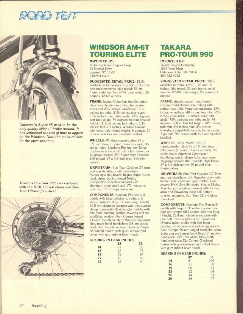 <------ Bicycling Magazine 04-1980 ------> Takara Pro-Tour 990