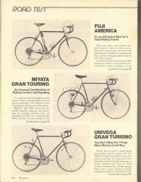 <------ Bicycling Magazine 03-1980 ------> Miyata Gran Touring