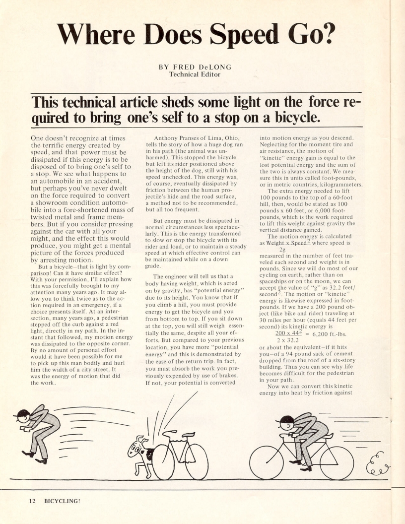 <------ Bicycling Magazine 05-1970 ------> Where Does Speed Go?