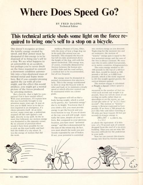 <------ Bicycling Magazine 05-1970 ------> Where Does Speed Go?