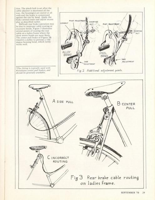 <------ Bicycling Magazine 09-1970 ------> Brake Adjustment