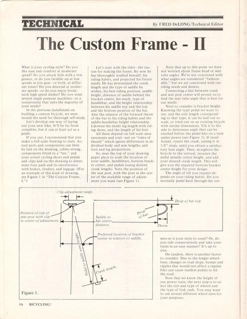 <------ Bicycling Magazine 04-1971 ------> The Custom Bicycle - Part 2 - Frameset