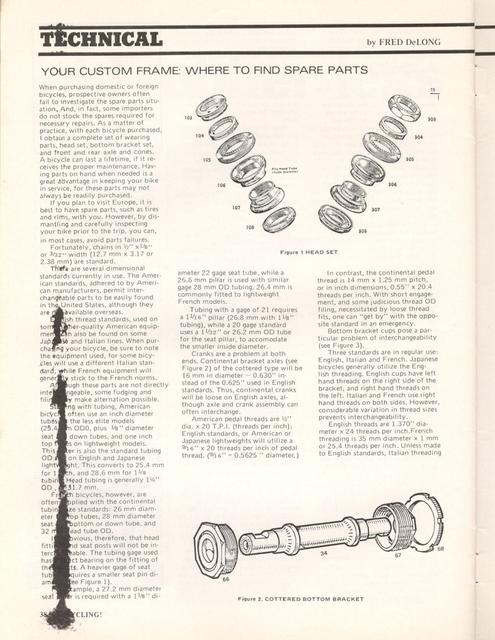 <------ Bicycling Magazine 11-1971 ------> The Custom Bicycle - Part 4 - Finding Spare Parts