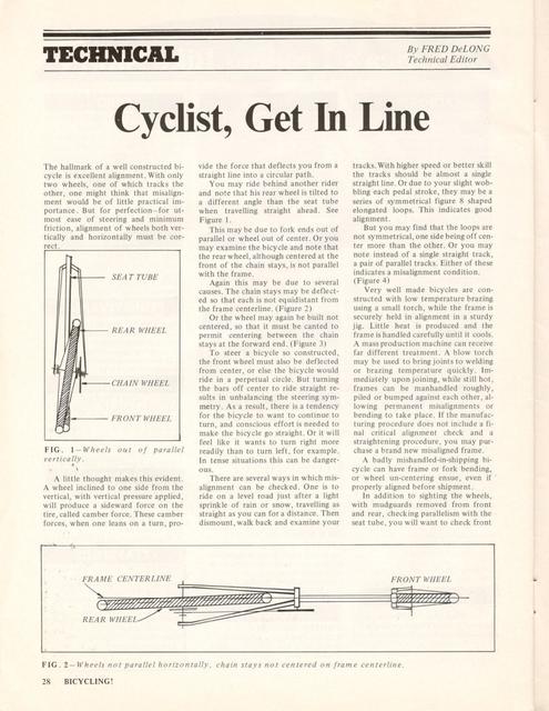 <------ Bicycling Magazine 03-1971 ------> Proper Wheel Alignment