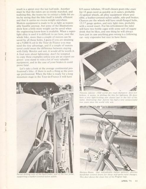 <------ Bicycling Magazine 04-1971 ------> The Bikes The Stars Use
