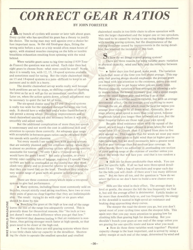 <---------- Bike World 06-1972 ----------> Correct Gear Ratios