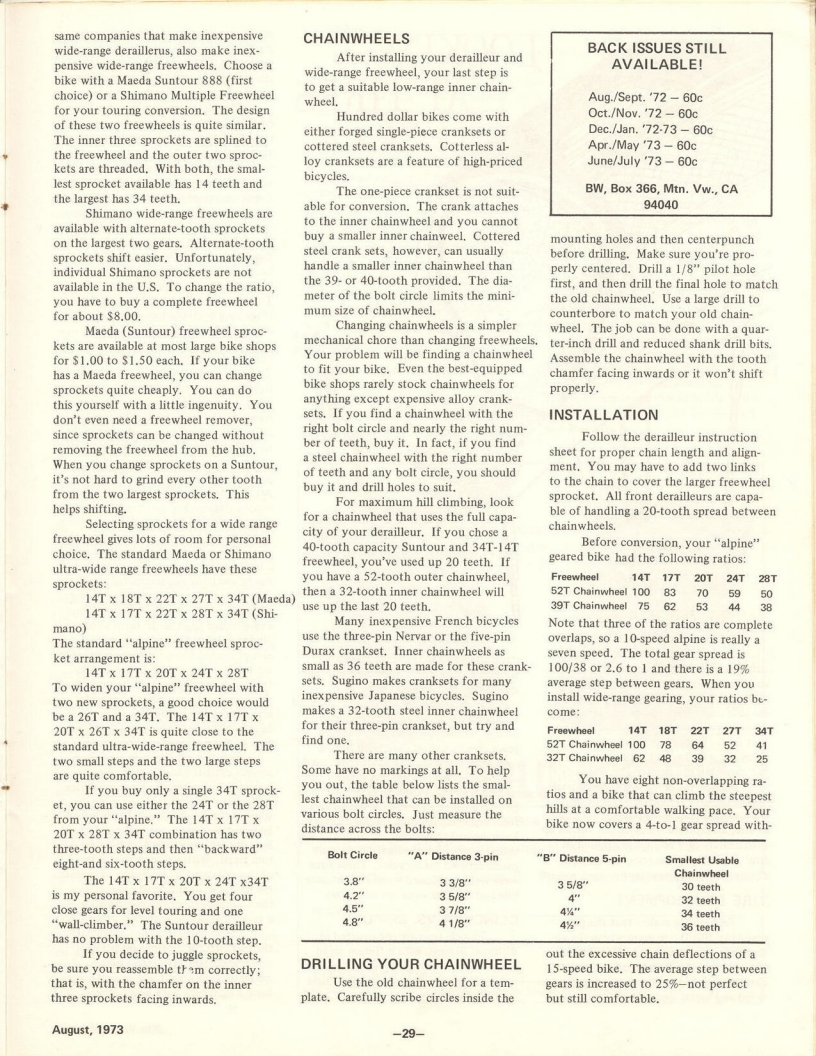<---------- Bike World 06-1972 ----------> Getting Into Really Low Gears