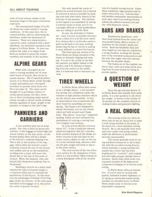 <---------- Bike World 04-1973 ----------> Your Touring Bike
