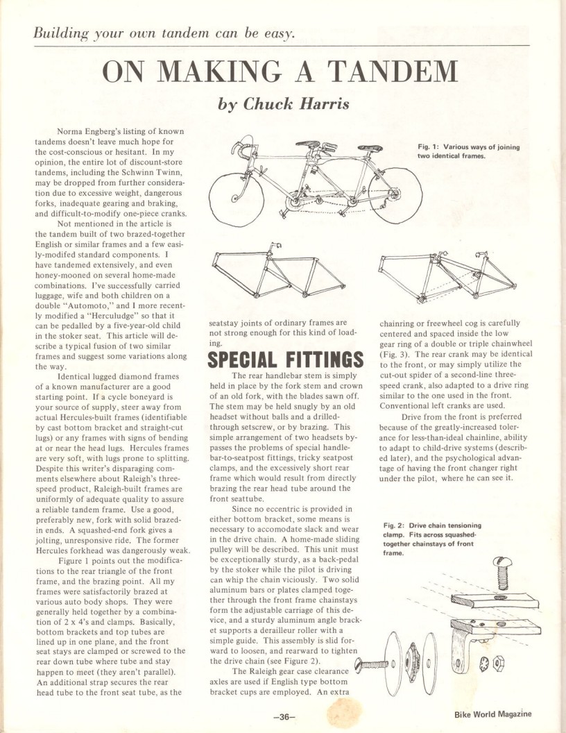 <---------- Bike World 04-1973 ----------> On Making A Tandem