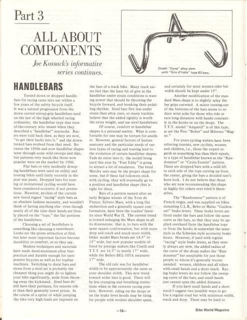 <---------- Bike World 10-1973 ----------> All About Components - Part 3 - Handlebars / Stems