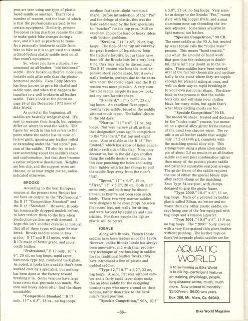 <---------- Bike World 01-1974 ----------> All About Components - Part 4 - Saddles