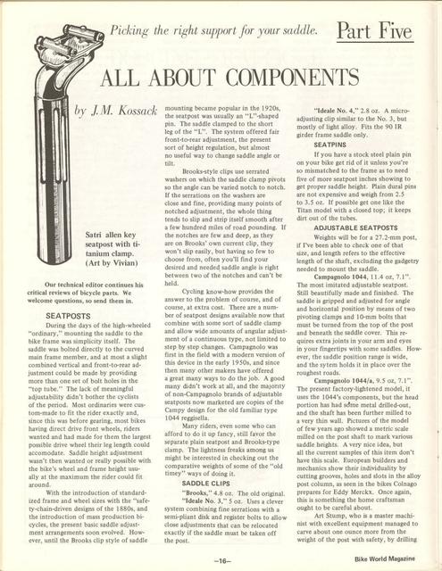 <---------- Bike World 02-1974 ----------> All About Components - Part 5 - Seat Posts / Binder Bolts