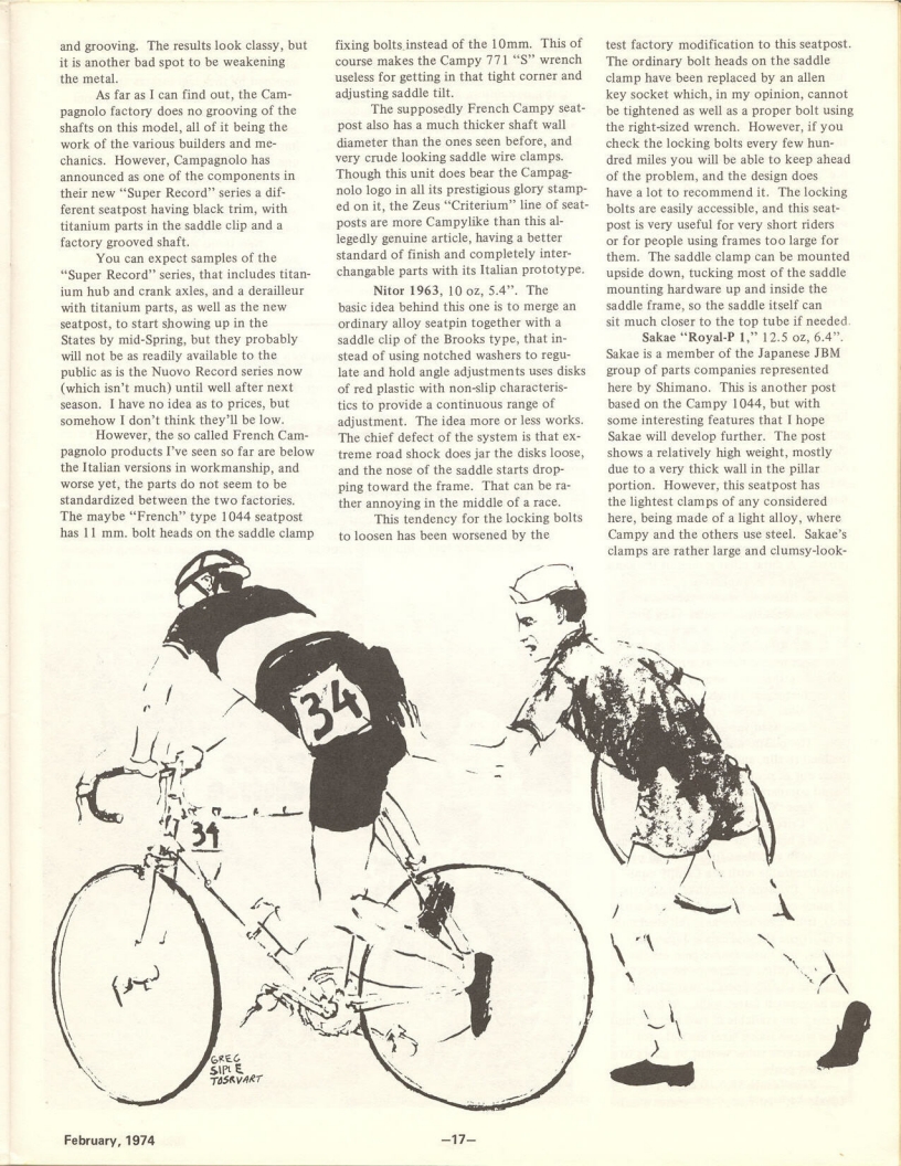 <---------- Bike World 02-1974 ----------> All About Components - Part 5 - Seat Posts / Binder Bolts
