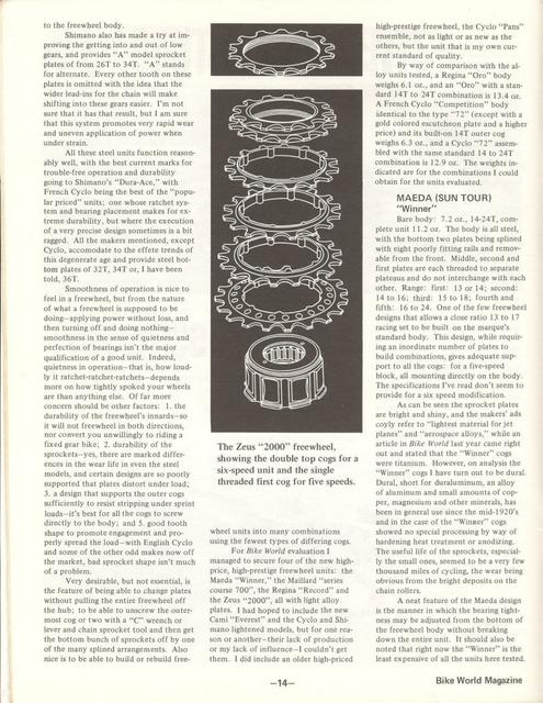 <---------- Bike World 11-1974 ----------> All About Components - Part 6 - Freewheels