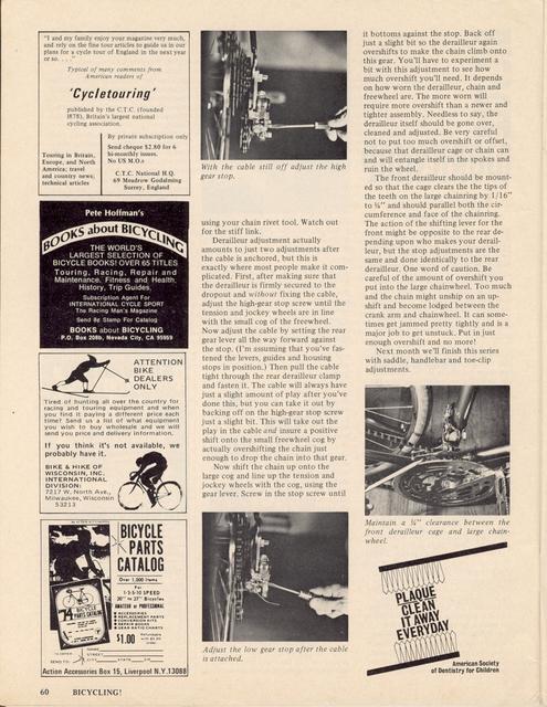 <------ Bicycling Magazine 02-1974 ------> Reconditioning A Bike - Part 5