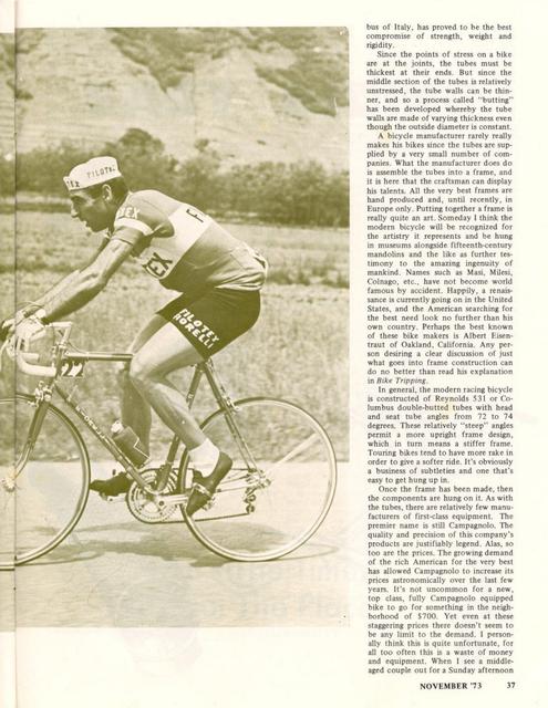<------ Bicycling Magazine 11-1973 ------> The Racing Bike