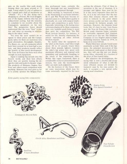 <------ Bicycling Magazine 11-1973 ------> The Racing Bike