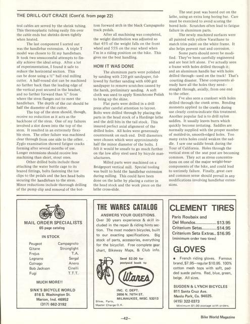 <---------- Bike World 12-1973 ----------> The Drill-Out Craze